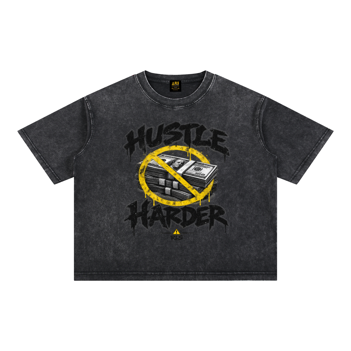 Hustle harder Mineral Wash Boxy Cotton T-Shirt