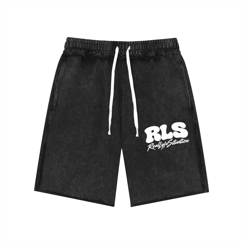 RLS Unisex Mineral Wash Raw Edge Shorts